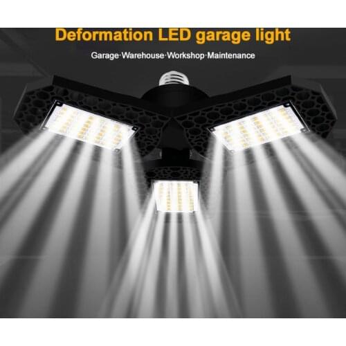 Led garage light folding trefoil light E27 high bay light 80W deformation lighting Deformable Ceiling Light high performance