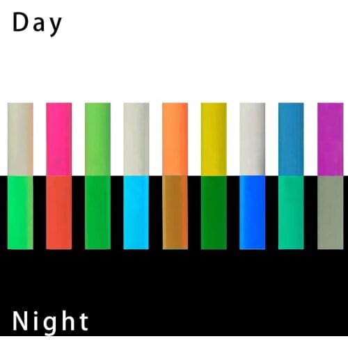 Free shipping 1 sheet 10"x40"/25cmx500cm Luminous Heat Transfer Vinyl Glow in Dark noctilucent Heat Press Machine Tshirt IronHTV