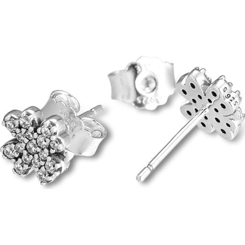 Spring Radiant Lucky Four-Leaf Clover Earring Studs Sterling Silver Jewelry Woman DIY Fashion Jewelry Party Earrings