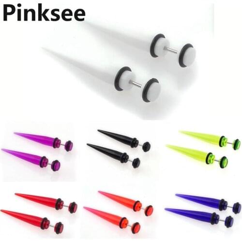 Hot Fashion 2pcs Acrylic Fake Ear Plugs Taper Gauges Expander Stretcher Stretching Ear Piercing Stud Fashion Body jewelry Free