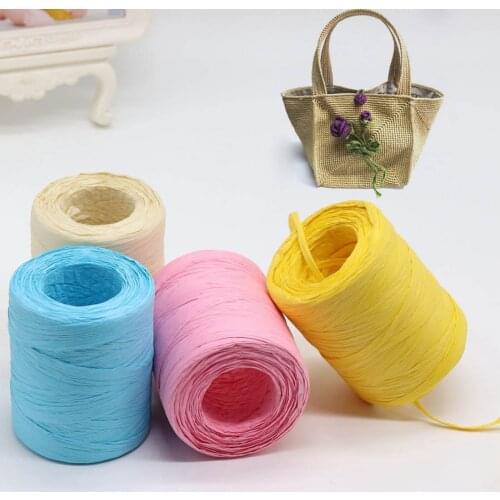 New Raffia Yarn for Crocheting Raffia Bag 180Meters/roll Fashion Summer Hand Knitting Yarn Straw Sun Hat for Lady Girls Headwear