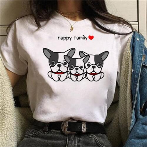Women 2021 fashion Happy Family Cartoon Dogs t Shirt Ullzang Streetwear T-shirt Fashion 90s Anime Tshirt Casual Top Tees Female