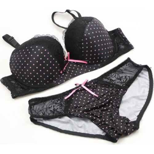 Bow Dot Patchwork Bra & Brief Sets Lingerie Sexy Lace Underwire Brassiere Underwear Sets Women Plus Size Push Up Bras