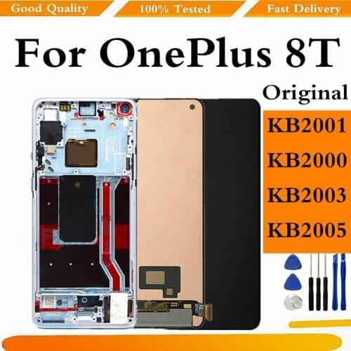 Original For Oneplus 8T LCD Display Touch Screen Digitizer Assembly Replacement For One Plus 8T LCD Screen 1+8T Display Frame