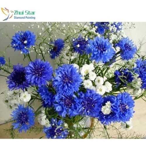 Zhui star 5d diy full square drill diamond painting embroidery Blue cornflower Diamond Cross Stitch Rhinestone mosaic decor zx