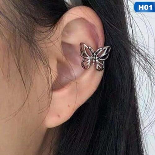 1Pc New Fashion Vintage Metal Hollow Butterfly Ear Clips For Women Girls Cute No Piercing Fake Cartilage Ear Jewelry