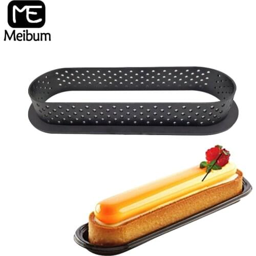 Meibum 1PCS Oval Shape Egg Tart Cake Ring Plastic Perforated DIY French Dessert Mould Fruit Cookies Pastry Kitchen Baking Molds