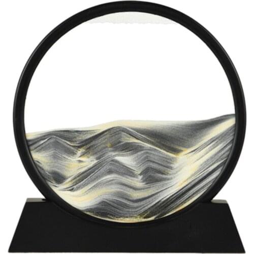 12" Moving Sand Art Picture Round Glass 3D Deep Sea Sandscape in Motion Display (Black/Blue/Green/Red/Orange/Yellow) 16FA