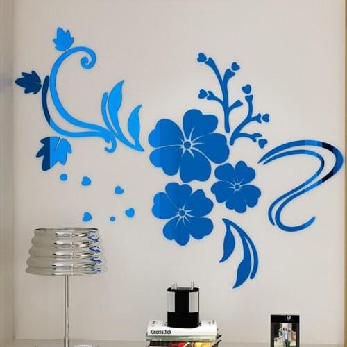 3d Stereo Flower Vine Acrylic Crystal Wall Stickers Home Decor Diy Mirror Wall Sticker Living Room Sofa Tv Background Decal