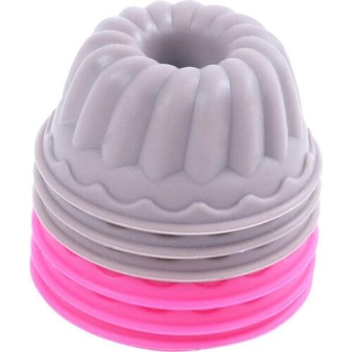 6 Pcs Cake Mold Silicone Round Shape Solid Color Cupcake Baking Tool Pudding Egg Tart Bakeware Mould Kitchen Gadgets A1