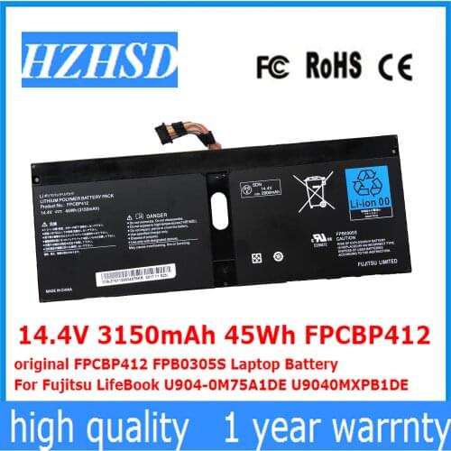 14.4V 3150mAh 45Wh FPCBP412 original FPCBP412 FPB0305S Laptop Battery For Fujitsu LifeBook U904-0M75A1DE U9040MXPB1DE