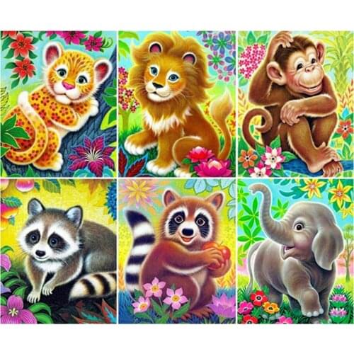 DIY Diamond Painting Cros Stitch Cartoon Elephant Monkey Lion Diamond Embroidery Sale Rhinestones Art Home Decor Christmas Gifts