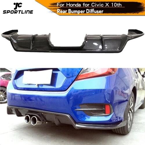 Car Rear Bumper Diffuser Lip Spoiler for Honda Civic X 10th 2016 - 2018 Carbon Fiber Rear Diffuser Lip Spoiler