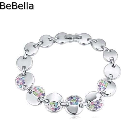 BeBella 16cm round shape crystal charm bracelet made with Czech crystals for partys gift in 4 colors