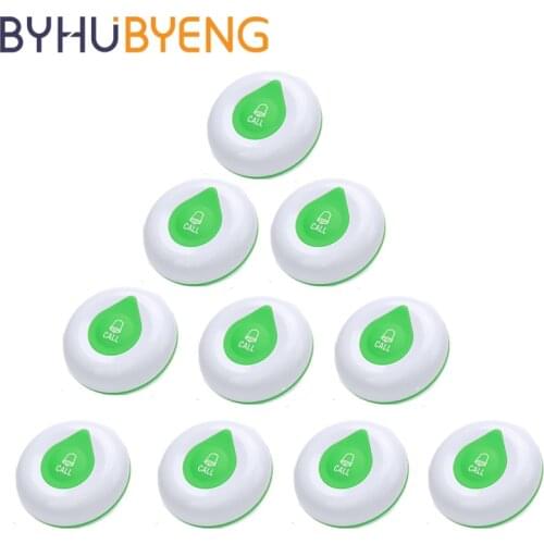 BYHUBYENG 10pcs White Green Wireless Call Buttons for Pager Restaurant Calling Waterproof Long Operating Range Elderly Patient