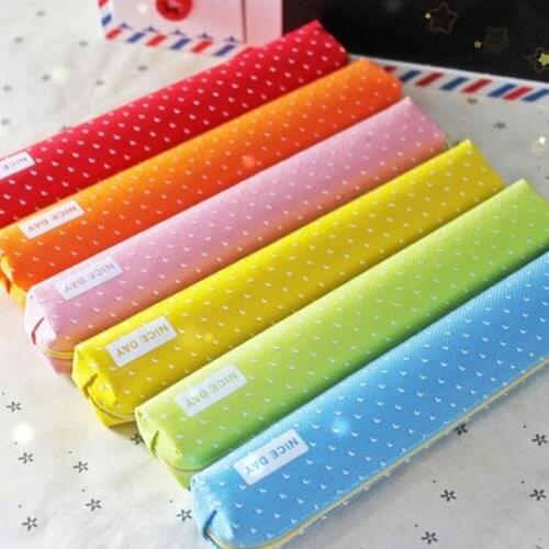 Pencil case Kawaii dot Canvas pen bag Stationery pouch office school supplies