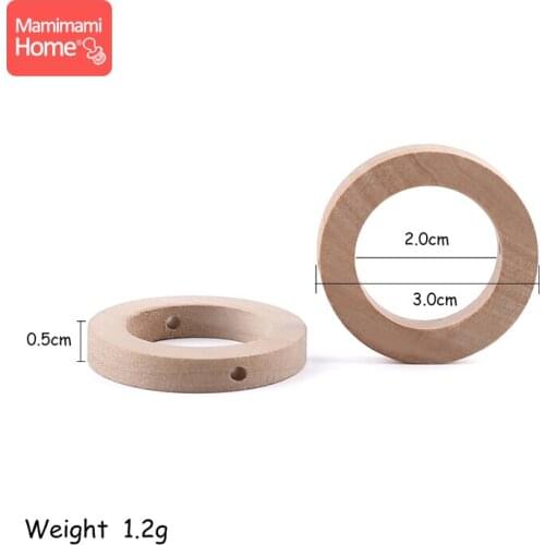 30mm Baby Wooden Teether Rings Bore Hole DIY For Pacifier Chain Wooden Blank Rodent Nursing Bracelets Gift ChildrenS Goods Toy
