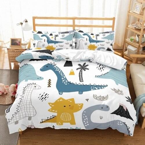 Boys Cartoon Dinosaur Family Bedding Set Twin Full Queen King Size Bedclothes Duvet Cover Set 2/3PCS Bed Linen Set No Filling