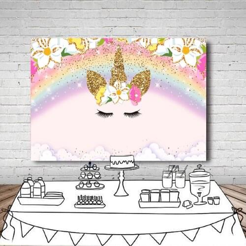 BEIPOTO Unicorn Themed Backdrop for Girls Birthday Party Decor Baby First Birthday Smash Cake Background Photo Portrait Stduio