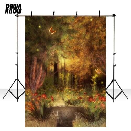 DAWNKNOW Autumn Butterfly For Newborn Vinyl Photography Background Fairy Tale Polyester Backdrop For Baby Photo Studio F1727