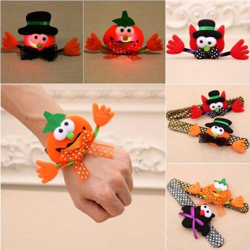 Halloween Kids Trick Or Treat Party Pumpkin Bat Ghost Gifts Luminous Sequin Bracelet Happy Halloween Party Decor For Children