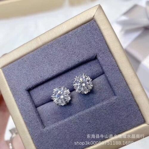 UMQ Classic 6 Claws Pass Diamond Test D Color Round Excellent Cut 2 ct Total 4 ct Moissanite Stud Earrings Wedding Jewelry