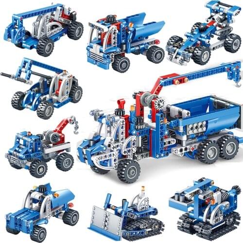 2 IN 1 KAZI city gears mechanic engineering truck construct crane bricks model building blocks kits education sets kids toys