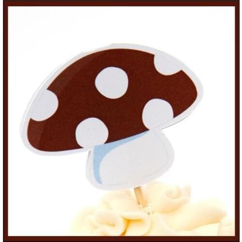 Brown Mushroom Cupcake Toppers wedding bridal baby shower engagement birthday Party treat food picks photo booth props