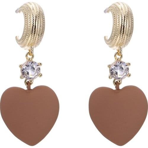ONYSS 2021 Trend Earrings For Women Fashion 3A Zircon Top Luxury Acrylic Heart C Shape Drop Pendants Dangling Earrings
