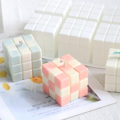Creative 3D Square Cube Art DIY Aromatherapy Candle Craft Home Decoration Silicone Mold Mousse Baking Cake Kitchen Tools
