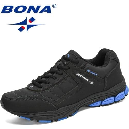 BONA 2020 New Arrival Black Running Shoes Men Action Leather Athletic Shoes Trainers Man Jogging Trainning Walking Shoes Male