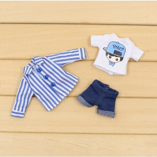 Middle Blyth Doll 20cm Outfit Stripe Shirt Pants Cool Style Free Shipping