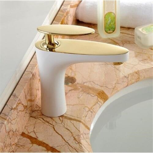 Basin Faucets Brass Bathroom Sink Mixer Tap Hot & Cold White/Chrome Lavatory Faucet Single Handle Toilet Sink Water Crane Mixer