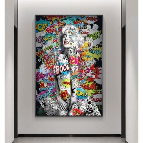 Marilyn Monroe Graffiti Art Canvas Paintins on The Wall Sexy Monroe Portrait Posters and Prints Street Art Pictures Home Decor