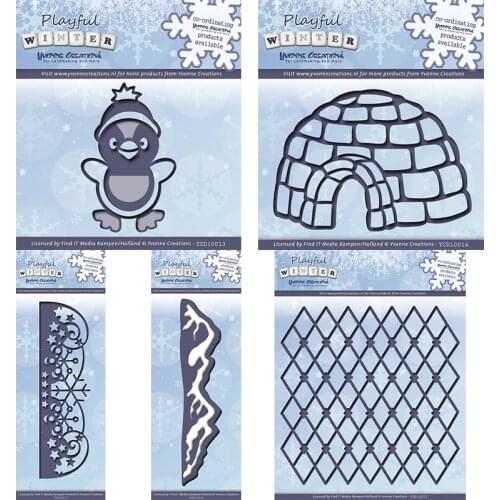 Mmao Crafts Metal Steel Cutting Dies Winter penguin snowflake edge Stencil For DIY Scrapbooking Paper/photo Cards Embossing Dies