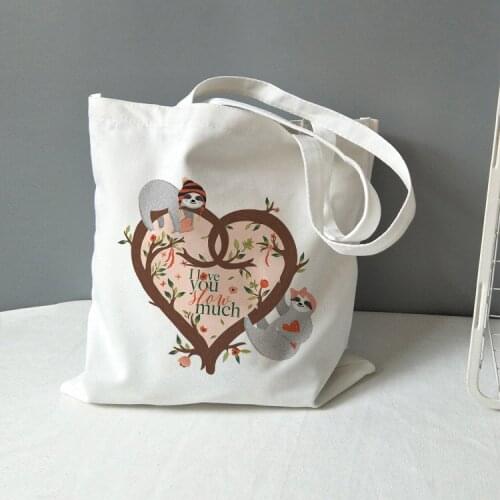 Fashion Literary Retro Tote Bag Don't Hurry Be Happy Sloth Print Canvas Bags Classic Simple Shopping Bag Handbag Ladies Tote