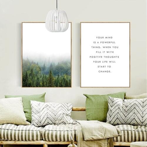 Motivational Quote Minimalism Art Canvas Poster Forest Landscape Wall Picture Print Modern Home Decoration