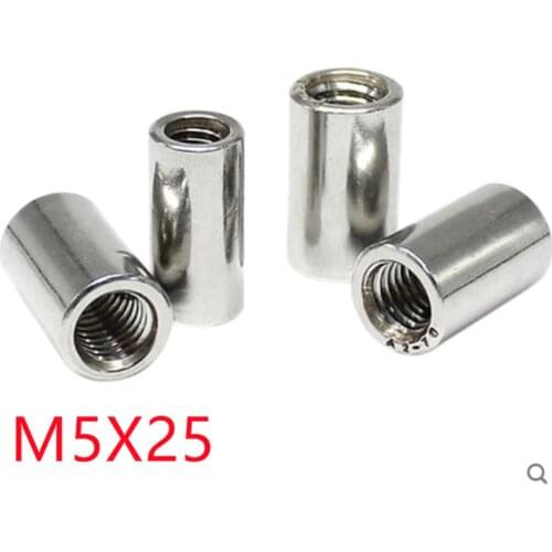 5pcs Coupling Nut M5*25 304 Stainless Steel Extend Long Round Nuts
