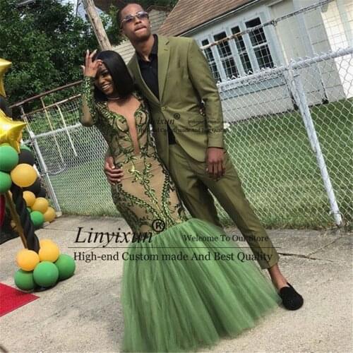 Olive Green Mens Suit 2 Pieces Jackets Trousers Notched Lapel Designe Wedding Male Blazers Formal roupa social costumes homme