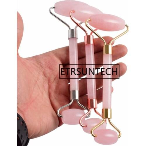 New Arrival Pink Quartz Facial Relaxation Slimming Tool/rose quartz Roller Massager For Face jade massage stone