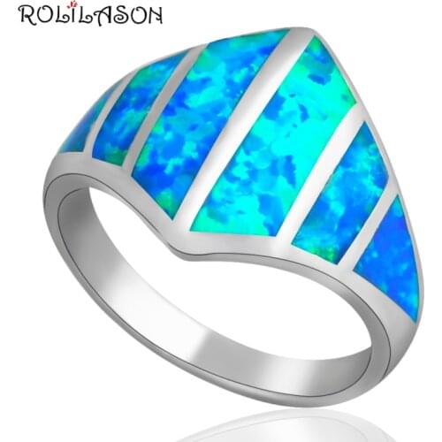 Retro style Super supplier Womens love Blue fire Opal silver plated stamped Rings USA size #7 #7.5 Best Anniversary gifts OR518