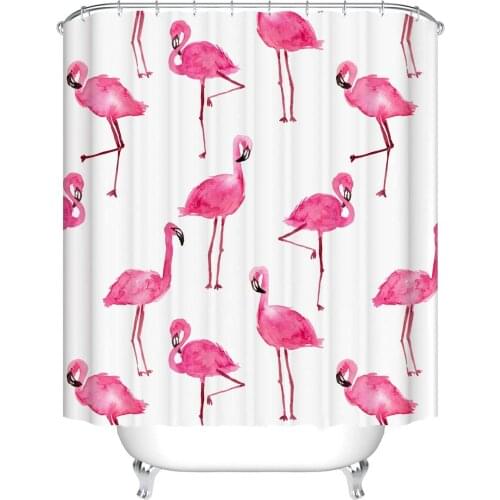Rideau de Douche , Imperméable Anti-moisissures Lavable Polyester Tissu Rideaux de Salle de Bains, 180 x 180cm (Flamingos)