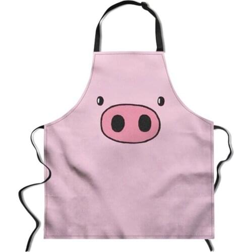 Cute Pig Print Kitchen Cooking Aprons Restaurant Coffee Shop Waist Apron Anti-Oil Cafe Server Waiter Waitress Apron for Adults