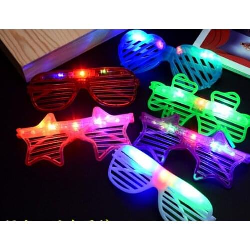 Glow Sunglass Chlidren Adults Christmas Halloween Shutter Shades LED Light Up Flashing Blink Glasses Sunglasses Party Fun Props