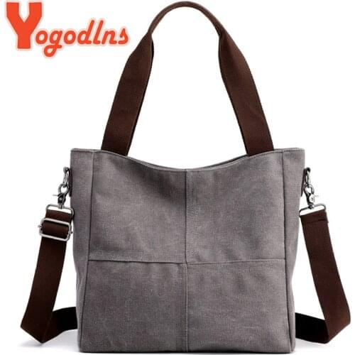 Yogodlns Casual Canvas Handbag Female Large Capacity Shoulder Bag Lady Shopping Crossbody Bag 2021 Trendy Handle Bag Travel Bag