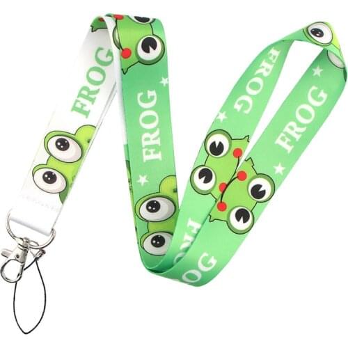 Funny Cartoon Frog Face Lanyards Keychain Animal Neck Straps DIY Hang Rope Tags ID Card Pass Gym USB Badge Holder Kids Jewelry