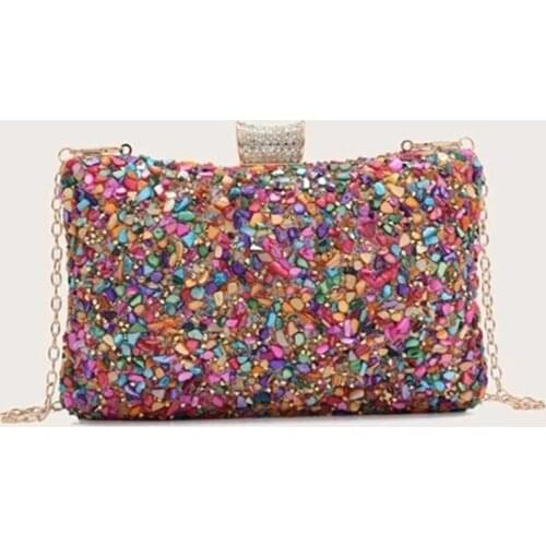 Women Stone Evening Clutch Bags Diamond Painting Chain Wedding Dinner Purses And Handbags Luxury Female