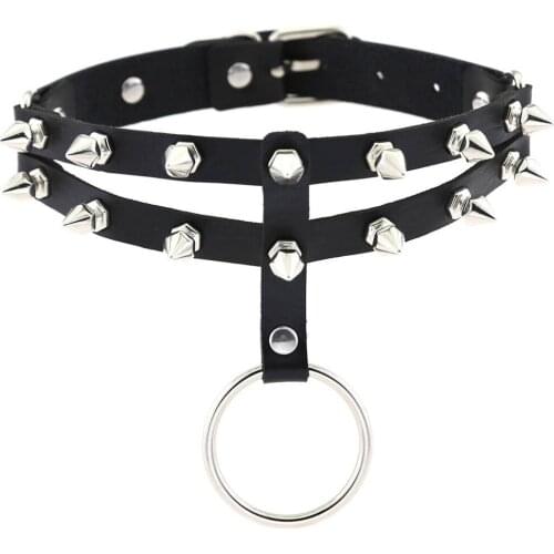 ZIMNO Stainless Steel Spikes Choker Necklace Collar for Women Leather Chain Jewelry Punk Aesthetic Original Gothic Accessories