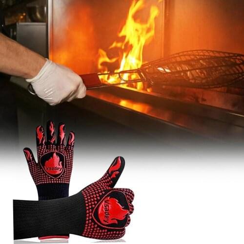 1Pcs BBQ Glove Heat Resistant Barbecue Oven Gloves Fireproof Gloves Baking Anti-slip Tools Kitchen Gloves Anti-scalding Coo W2Y4