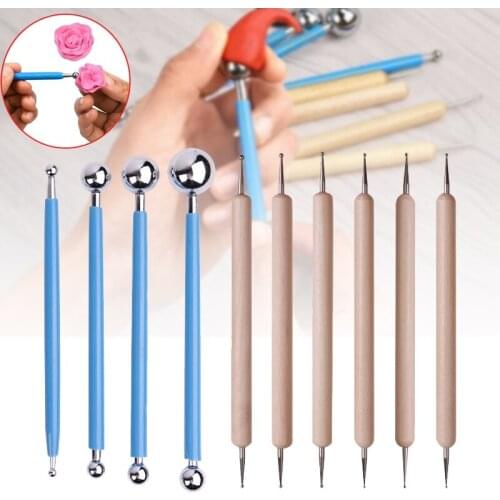 10Pcs 2-Way Nail Art Dotting Dot Pen Marbleizing Manicure Tools DIY Mix Tips PI669